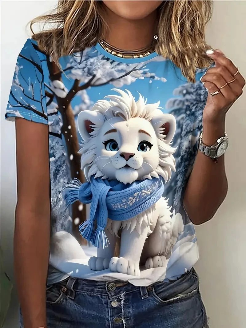 

Women's Plus Size 3D Printed Short Sleeved T-shirt, Loose and Casual, Soft, Comfortable and Breathable, Suitable Outdoor Sports