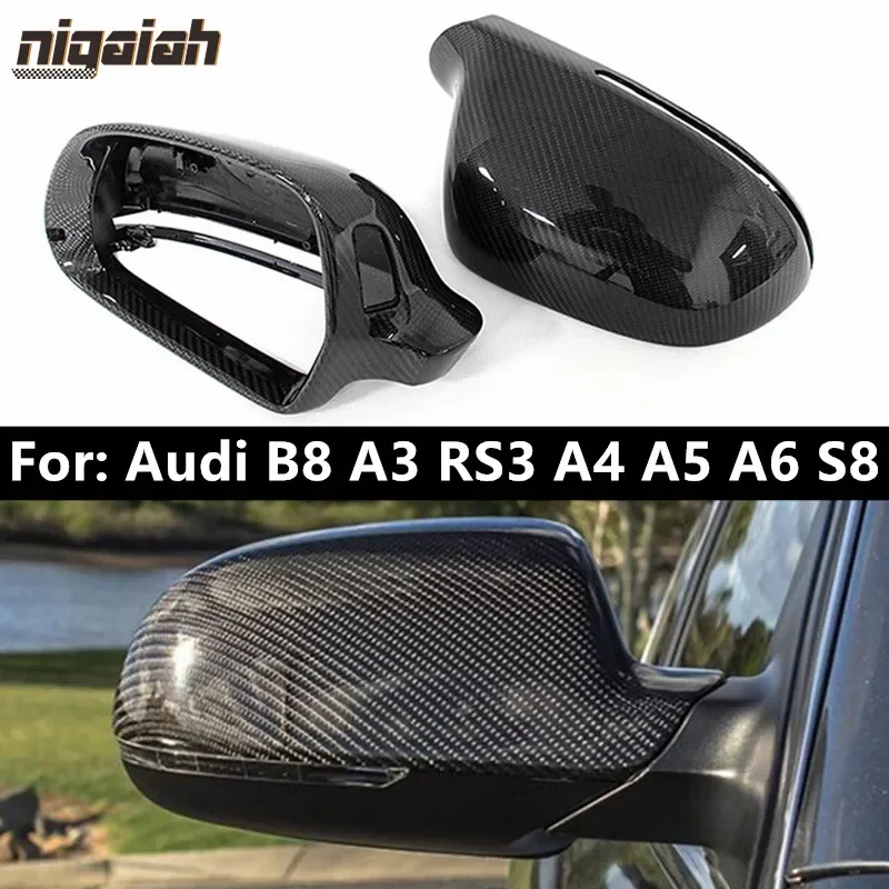 

Pair Carbon Fiber Mirror Cover for Audi A3 A4 B8 2015 Rearview Side Mirror Caps for S Line RS3 A5 A6 RS6 S8 Mirror Replacement