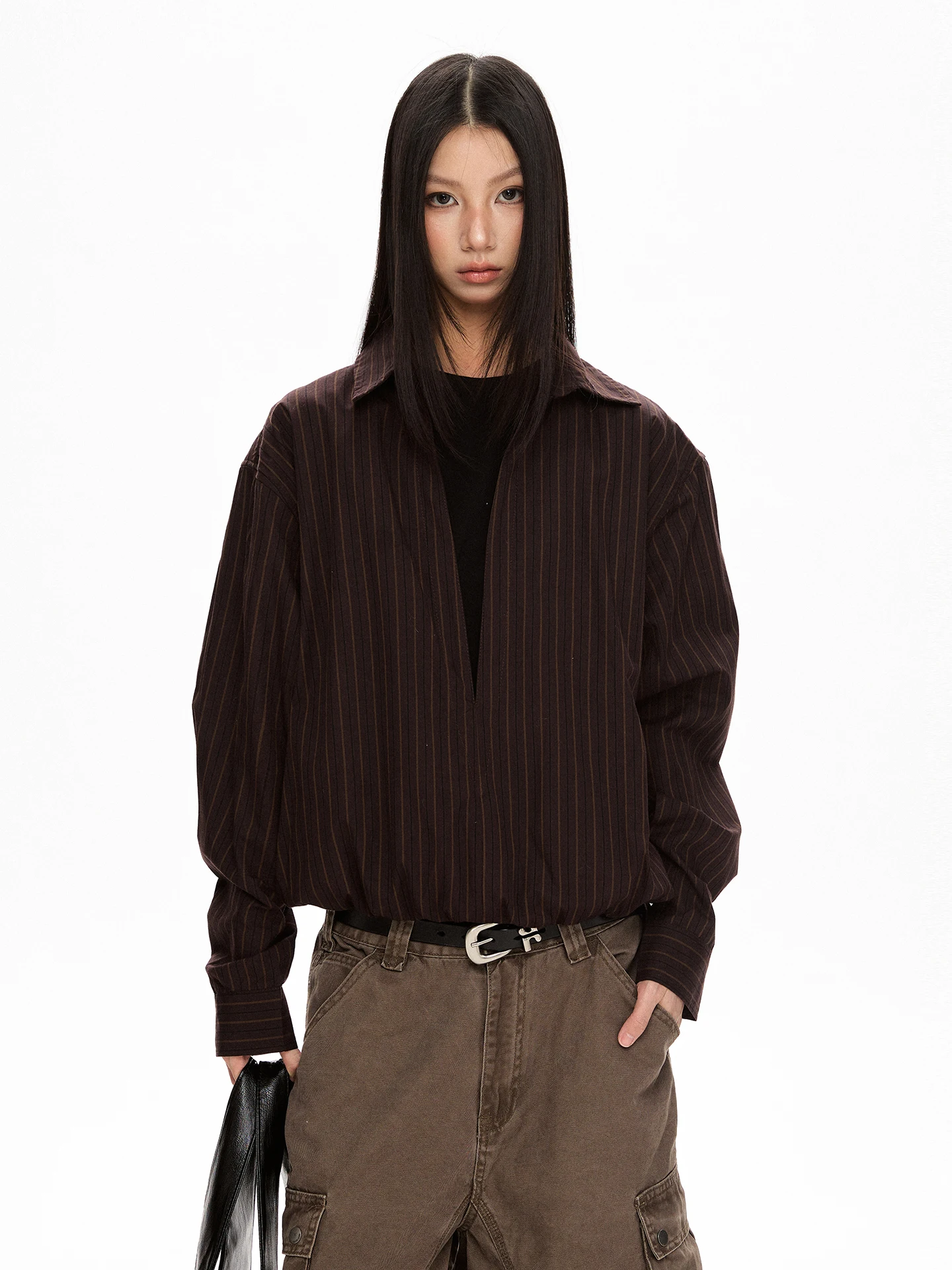 

Футболка в американском ретро-стиле с полосками в стиле Old Money, свободного кроя, с длинным рукавом, имитация двухслойности, с цветовыми блоками, из хлопка.