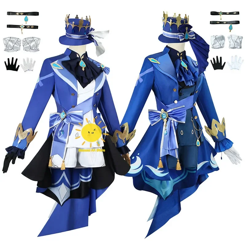 Fontaine Furina Focalors ชุดคอสเพลย์ Genshin Impact Furina เครื่องแต่งกาย Furina ชุดหมวกชุด Focalors วิกผมเสื้อผ้าฮาโลวีน