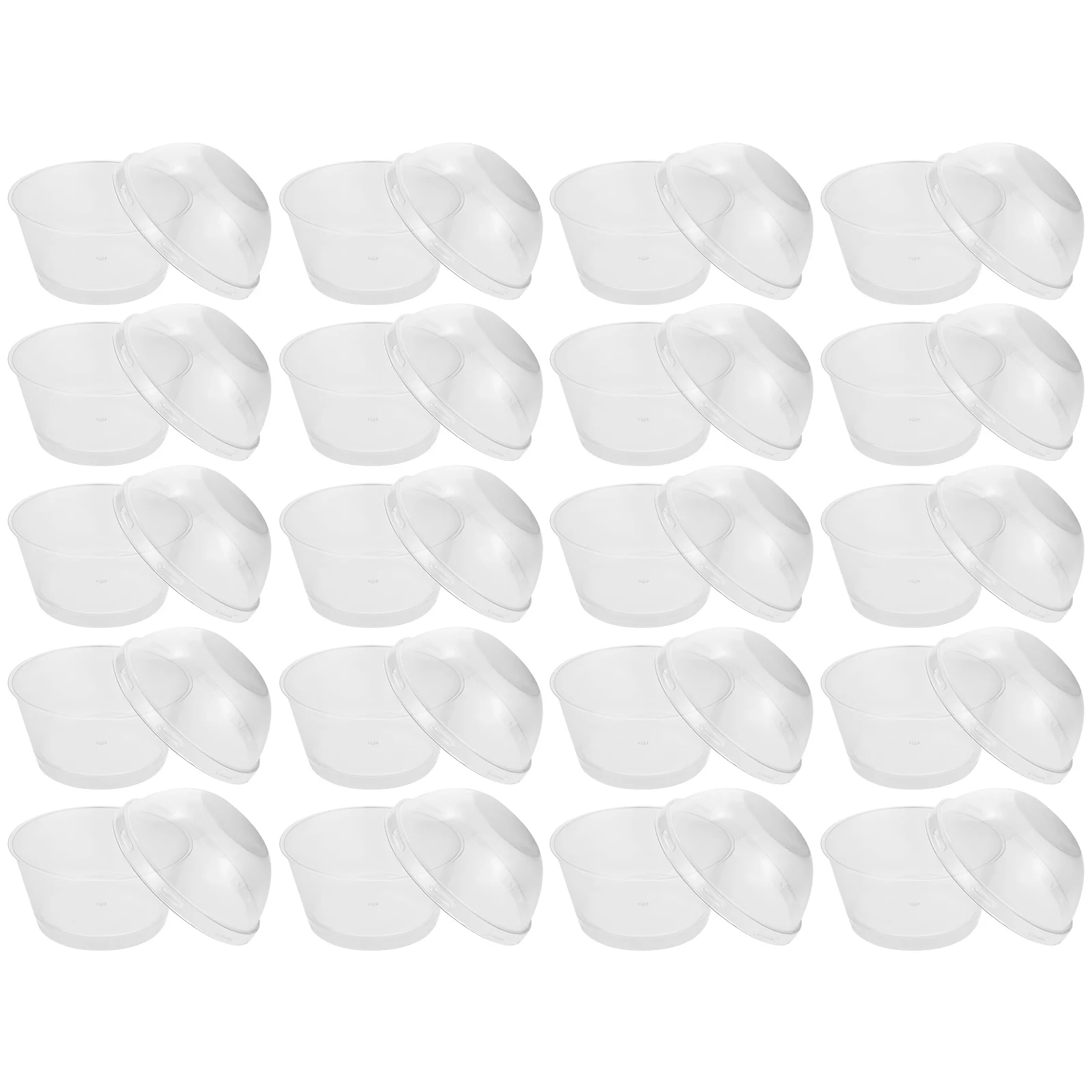 

25 Sets Clear Dessert Cups Lids for Cakes Snacks Plastic Disposable Ice Cream Fruit Coffee Stable Flat Bottom Storing Deserts