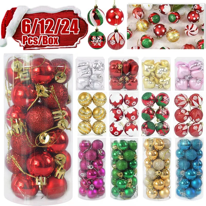 6/12/24pcs Christmas Balls Christmas Tree Ornaments Ball Xmas Hanging Tree Pendants Party Decor For Home New Year Gift Navidad