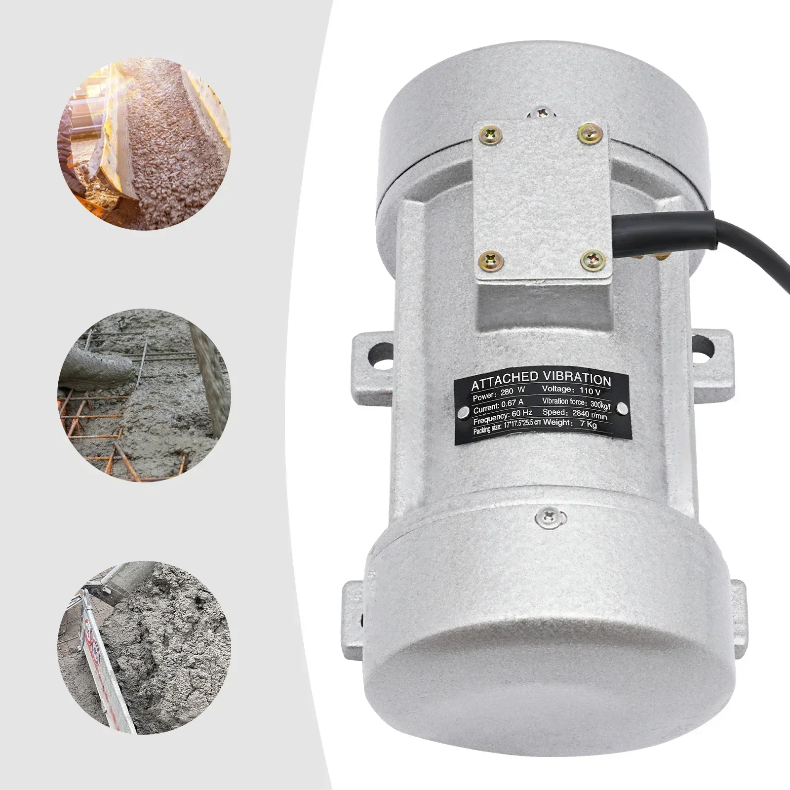 Concrete Vibrator 280W Pure Copper Motor 2840RPM 2942N Corded Electric Cast Iron Vibration Source One-piece Structure