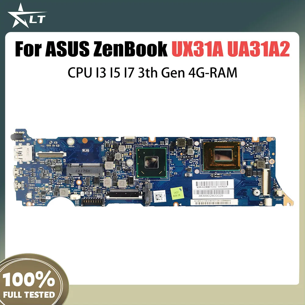 

UX31A UX31A2 Mainboard For ASUS ZenBook UX31A UA31A2 With I3 I5 I7 3th Gen CPU 4GB RAM Laptop Motherboard REV2.0-4.1