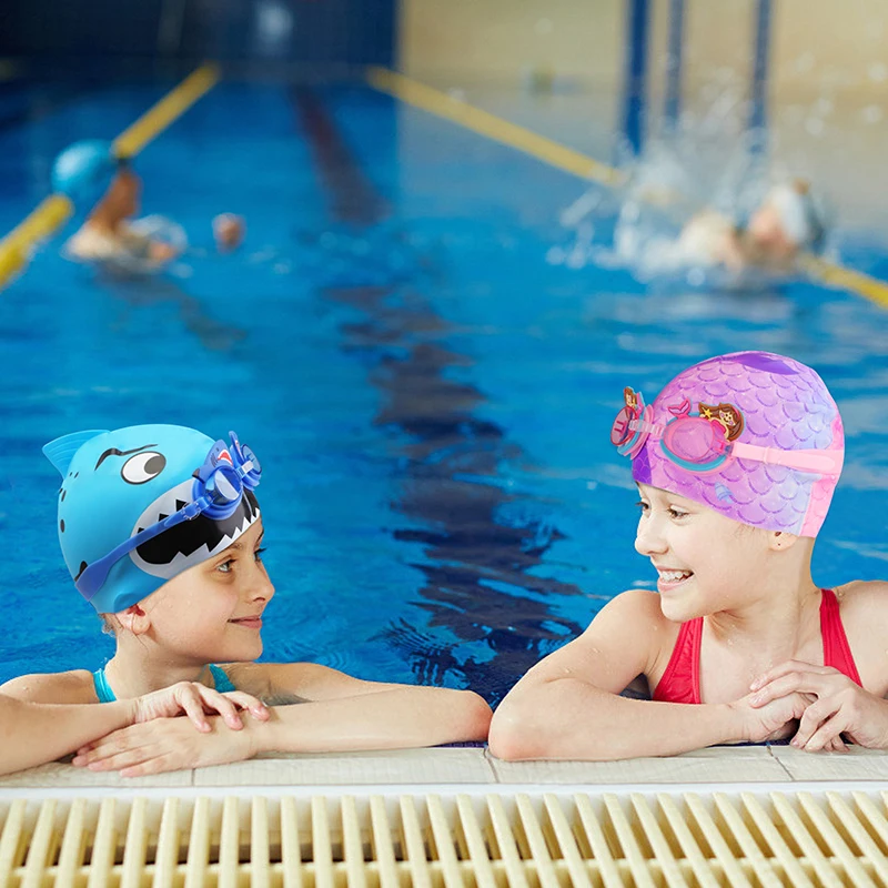 Occhialini da nuoto professionali occhiali da nuoto per cartoni animati da ragazza con tappo per l\'orecchio occhiali da nuoto antiappannamento