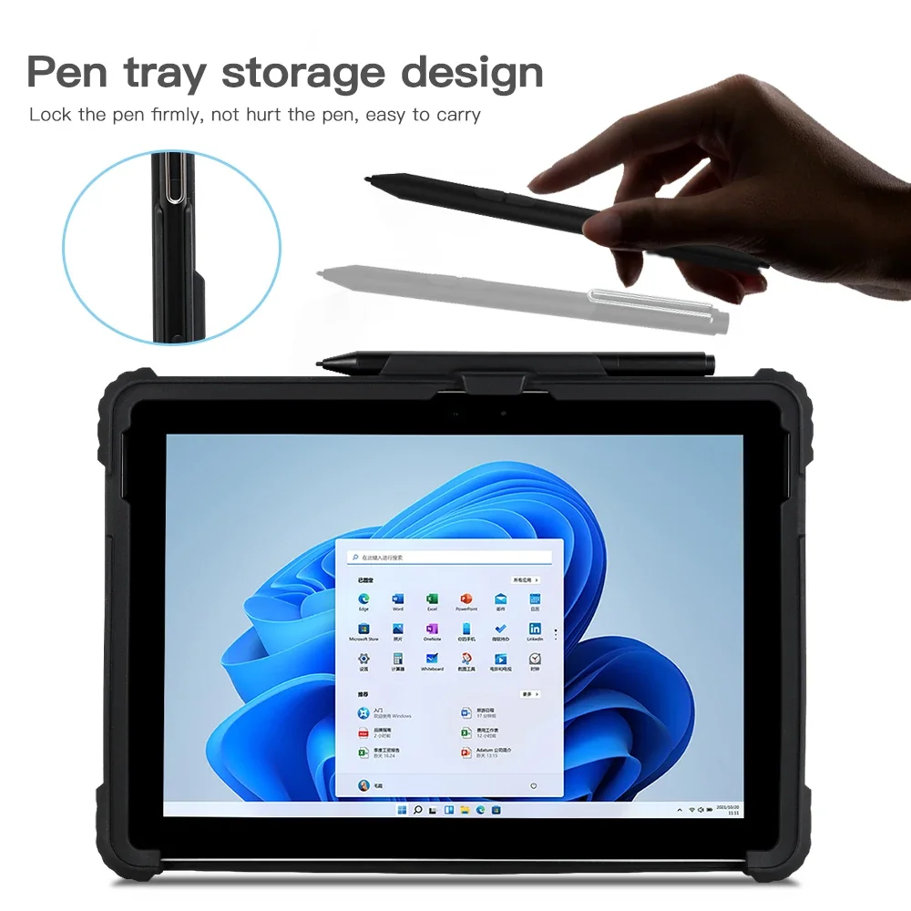 For Microsoft Surface Pro 9/10/11 Case Protective Cover Surface Pro 8 4 5 6 7 Plus GO 1 2 3 Case With Magnetic Pen Holder Strap