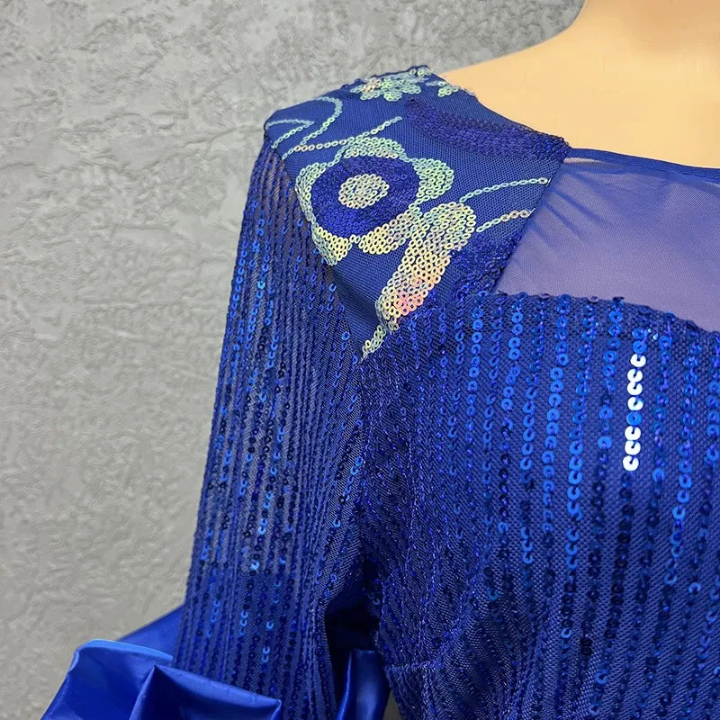 Elegant แอฟริกัน Sequins หรูหราชุดราตรีงานแต่งงานชุดยาวสําหรับผู้หญิง Bodycon Mermaid Maxi ชุดราตรีแอฟริกาเสื้อผ้า