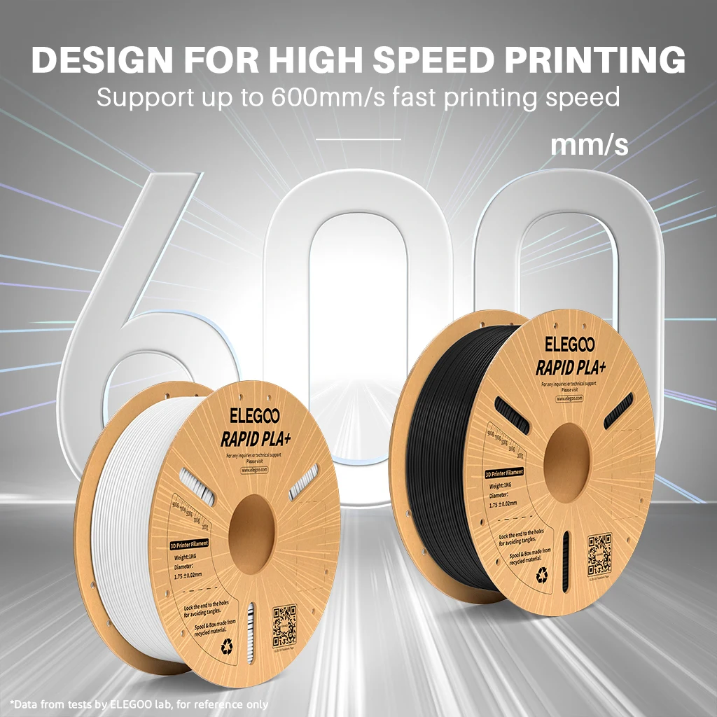 ELEGOO RAPID PLA+ Filament 1,75mm 3D-Drucker Filament Unterstützt 30-600mm/s Geschwindigkeit Kompatibel mit den Meisten FDM 3D-Druckern