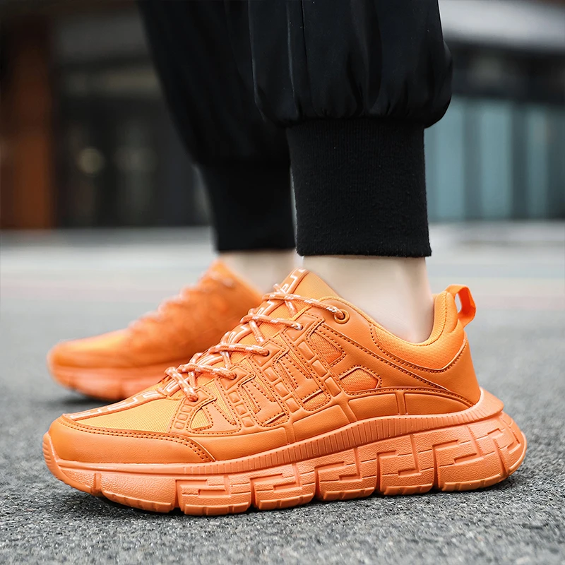 RUNSUN DAILY Men's Sneaker Fashion PU Walking Shoes Breathable Casual Multi-sports Tennis Shoes for Men Solid Color