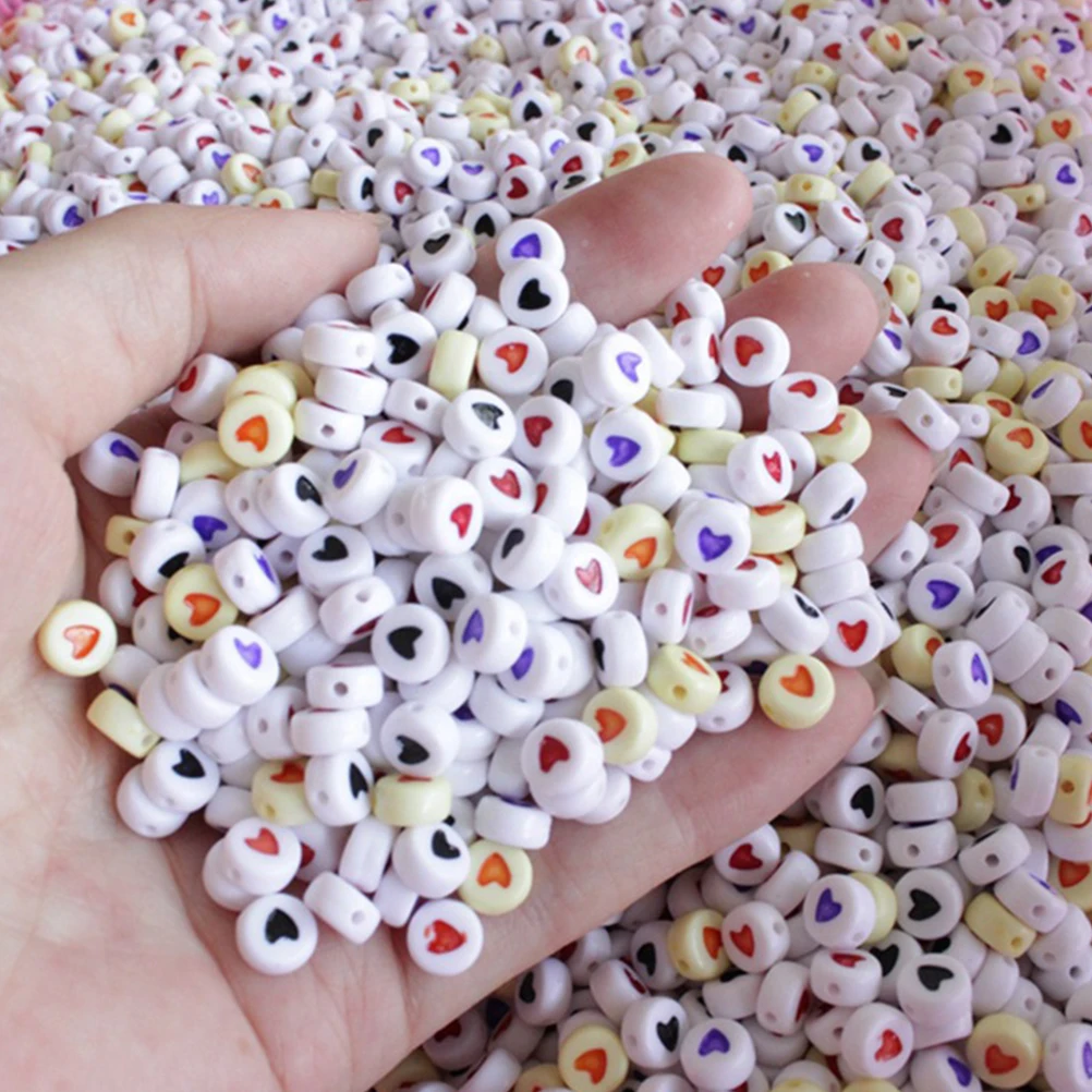 

1200Pcs Round Acrylic Letter Beads Colorful Alphabet Beads Engraved Heart Beads for DIY Bracelets Children's Educational Toys Ha
