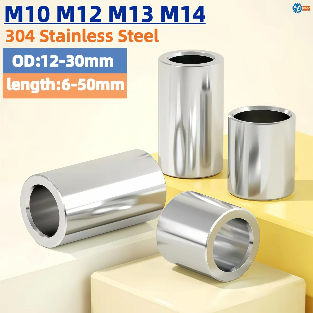 M10 M12 M13 M14 304 Edelstahl-Buchse, Unterlegscheibe, Dichtung, Ungewinde, runde Hohlhülse, Distanzstück, Außendurchmesser 12-30 mm, Großhandel