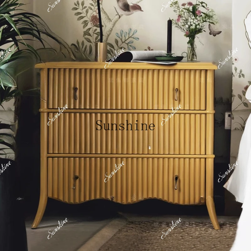 

Solid wood bedside/three-layer locker/simple storage neoclassical simple modern FT