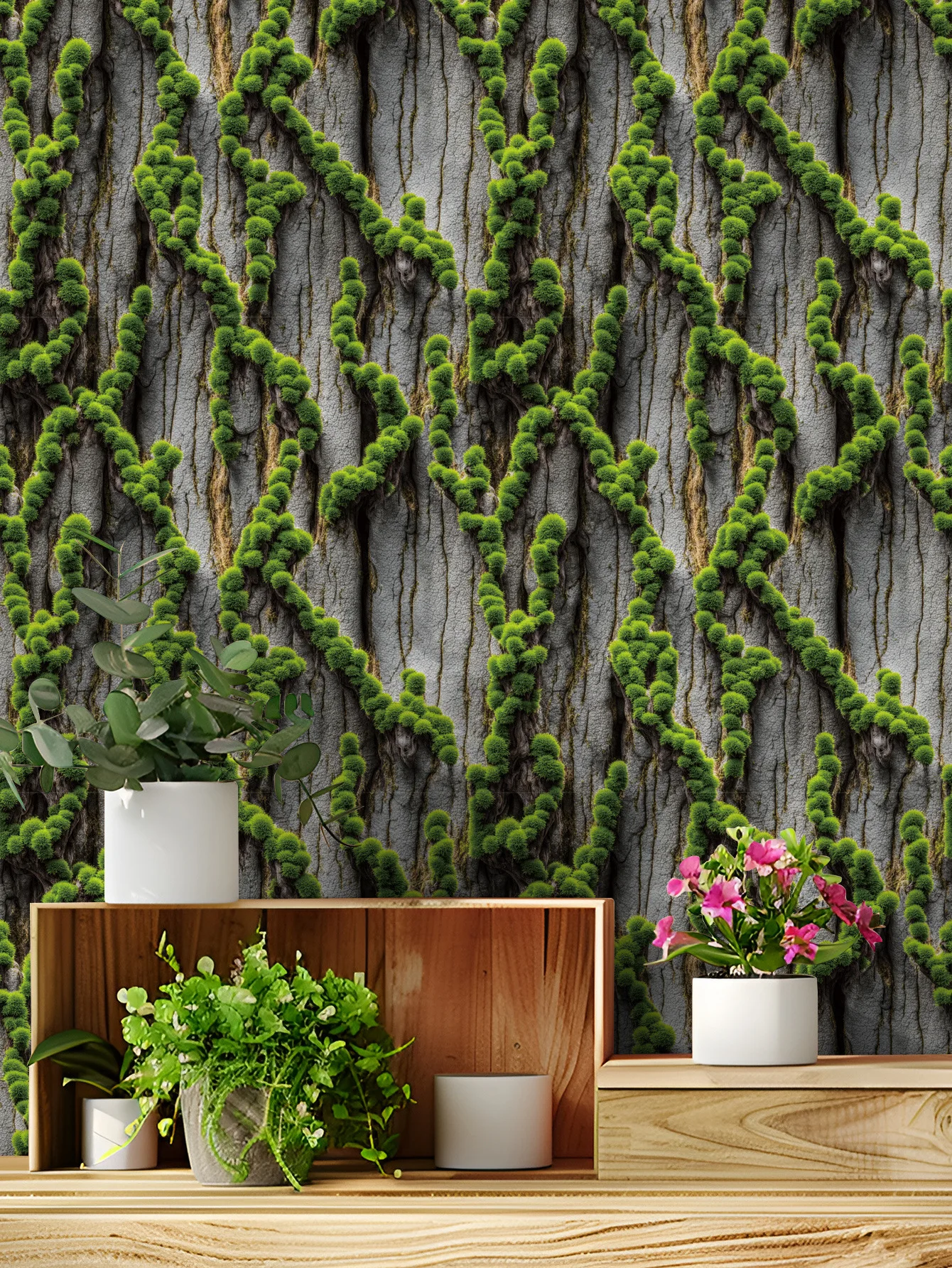 Birch Tree Peel and Stick Wallpaper Bedroom Bathroom Self Adhesive Kitchen Cabinet Vinyl Wall Paper for Home Green Moss Decor
