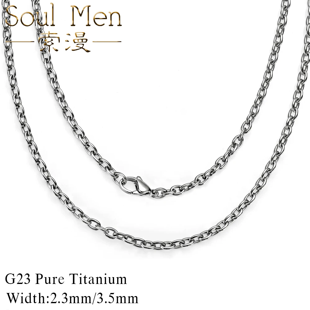 

Mens Womens Titanium Rolo Cable Chain Necklace Non Tarnish Light Weight Hypoallergenic Choker 22" - 24" (2.3MM, 3MM, 3.5MM Wide)