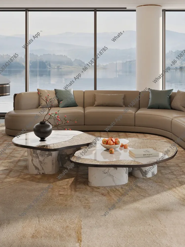 X25 High-end Light Luxury Marble Coffee Table, Natural Luxury Stone, Luxury House Large Flat Italian Style Living Room