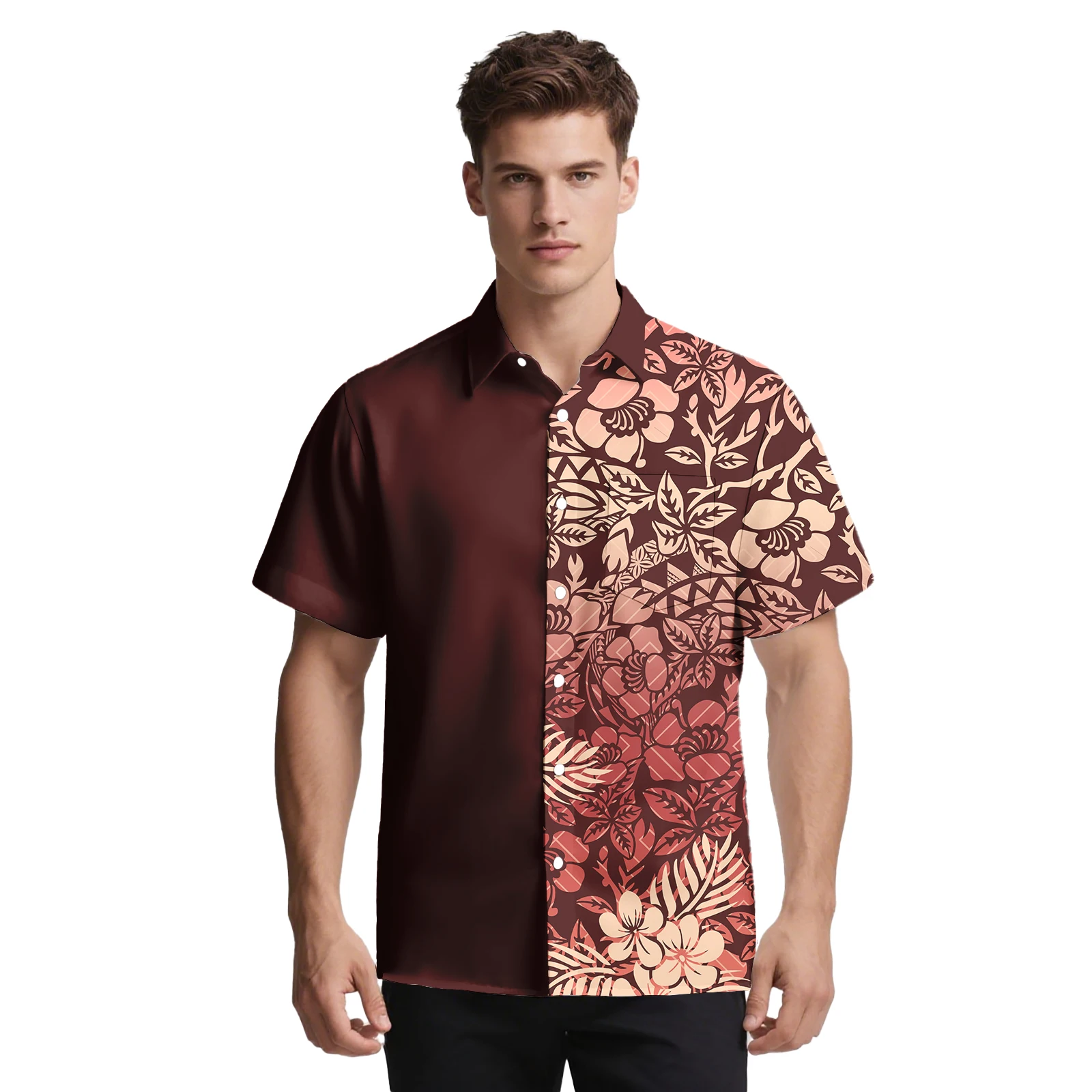 أحدث تصميم لعام 2026، صورة مخصصة، ملابس رجالية غير رسمية، نمط قبلي ساموا، جيب للرجال، قميص هاواي ألوها، قميص بولينيزي للرجال #3