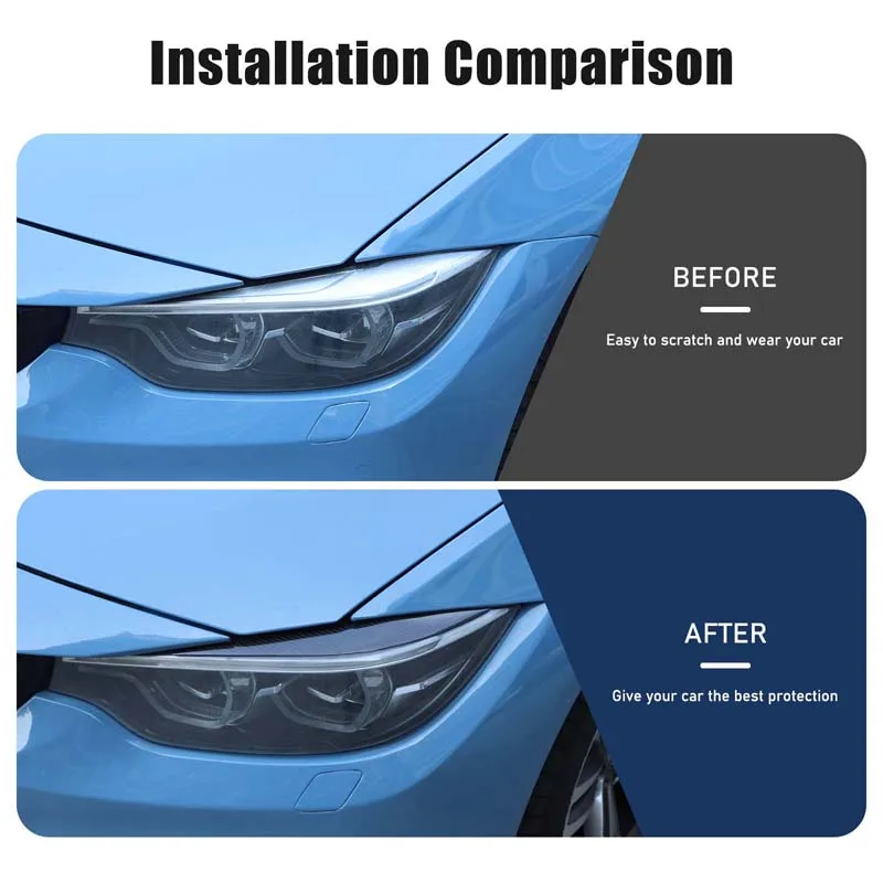 

For BMW 4 Series M3 M4 F80 F82 F83 F32 F33 F36 2013-2019 Real carbon fiber car headlight eyebrow strip sticker car accessories
