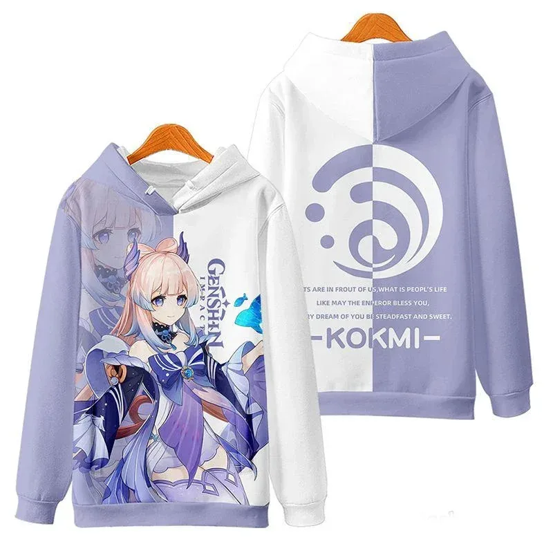 لعبة Genshin Impact sangonomiya kokomi هوديس ثلاثية الأبعاد طباعة أنيمي البلوز الرجال النساء معطف طويل الأكمام Harajuku Y2K هوديي