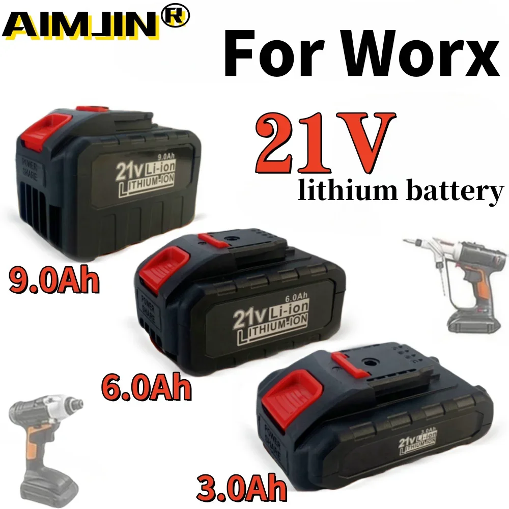 

21V 3.0/6.0/9.0Ah Lithium-ion Power Tool Battery Suitable for Worx WA3551 WA3553 WA3641 WG629E WG546E WU268 Battery Replacement