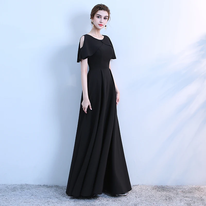 

Элегантное черное длинное вечернее платье для женщин, новинка 2025 года, для концертов, выступлений, хоровых выступлений, простое и изысканное.
