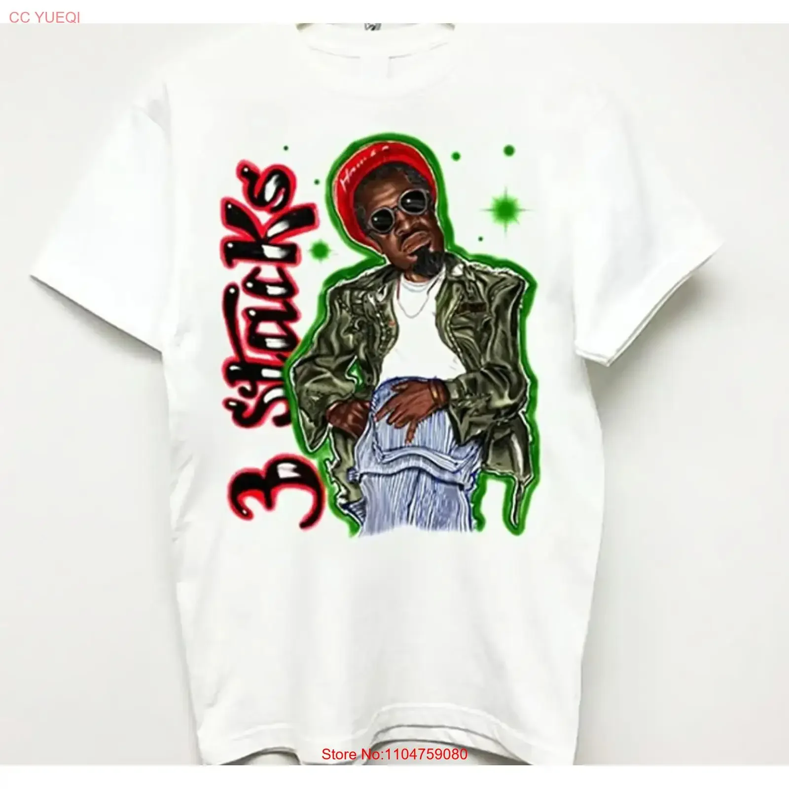 Andre 3000 Vintage Rap short sleeve white color shirt KV27084 vintage Washed Top For Everyday Wear Stylish Stretched Casual