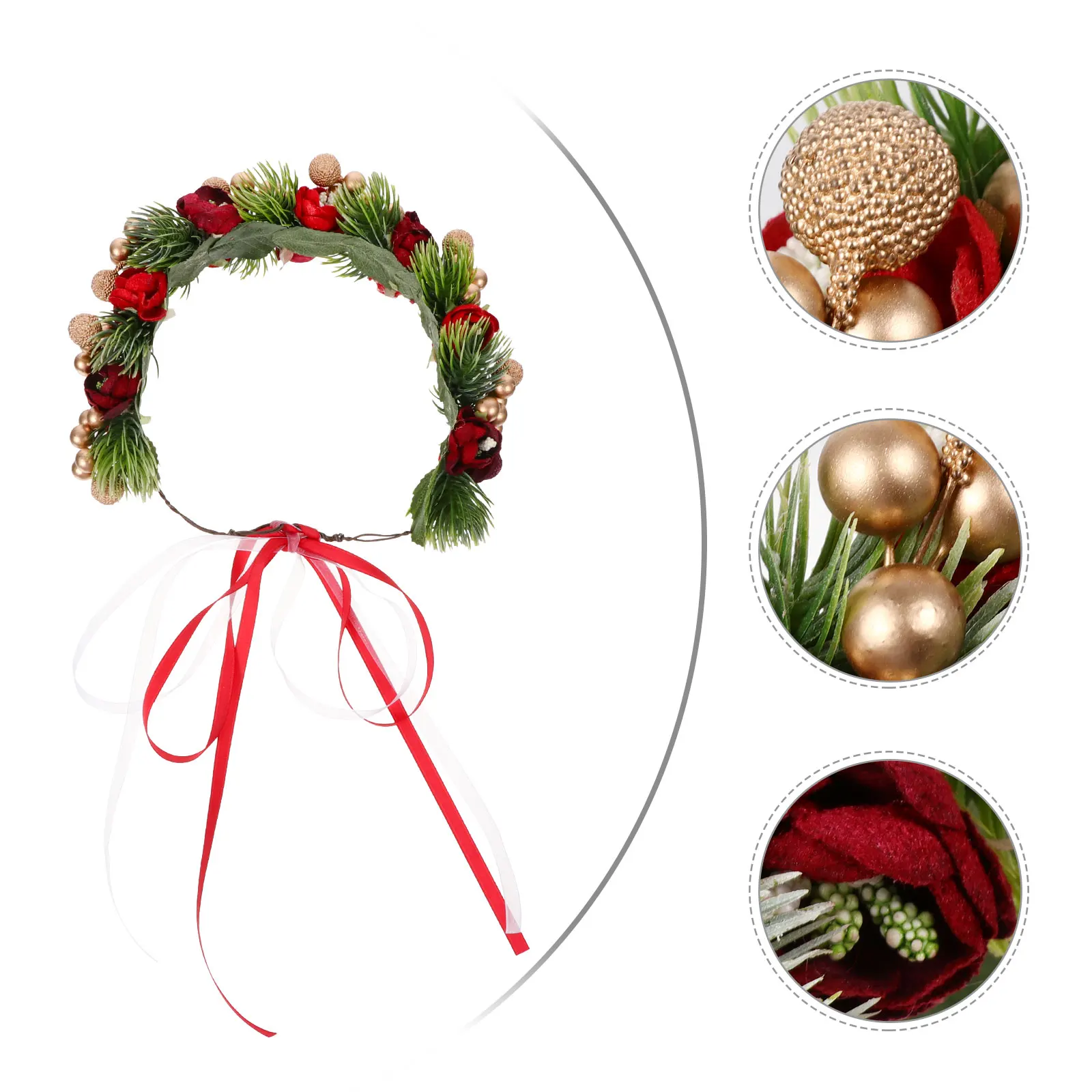 

Christmas Wreath Headband Simulated Garland Holly Pine Cone Hairband Party Costume Wedding Accessory Selfie Photo Prop Family