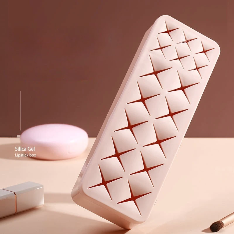 16 Grids Silicone Cosmetic Storage Box, Makeup Brush Holder Organizer for Lipstick, Nail Polish, Desk & Vanity Accessories H1164