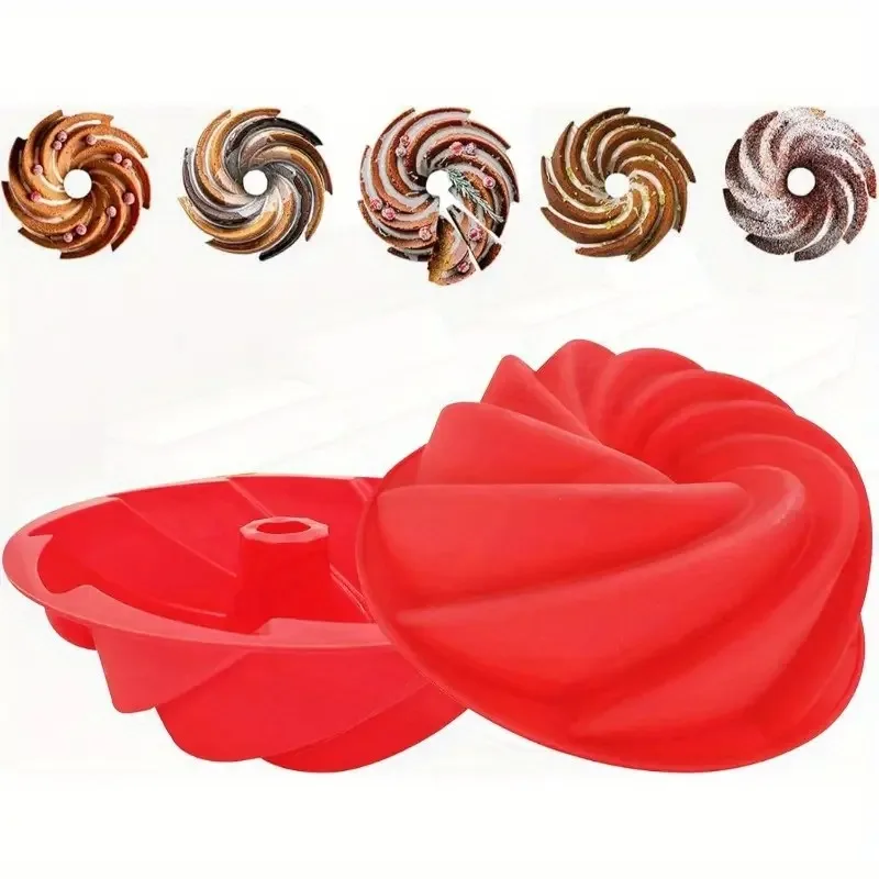

Spiral Flower-Shaped Silicone Pastry Mold Food-Grade Easy-Release for Jelly Pudding Desserts Cake Mold Kitchen Baking Tools