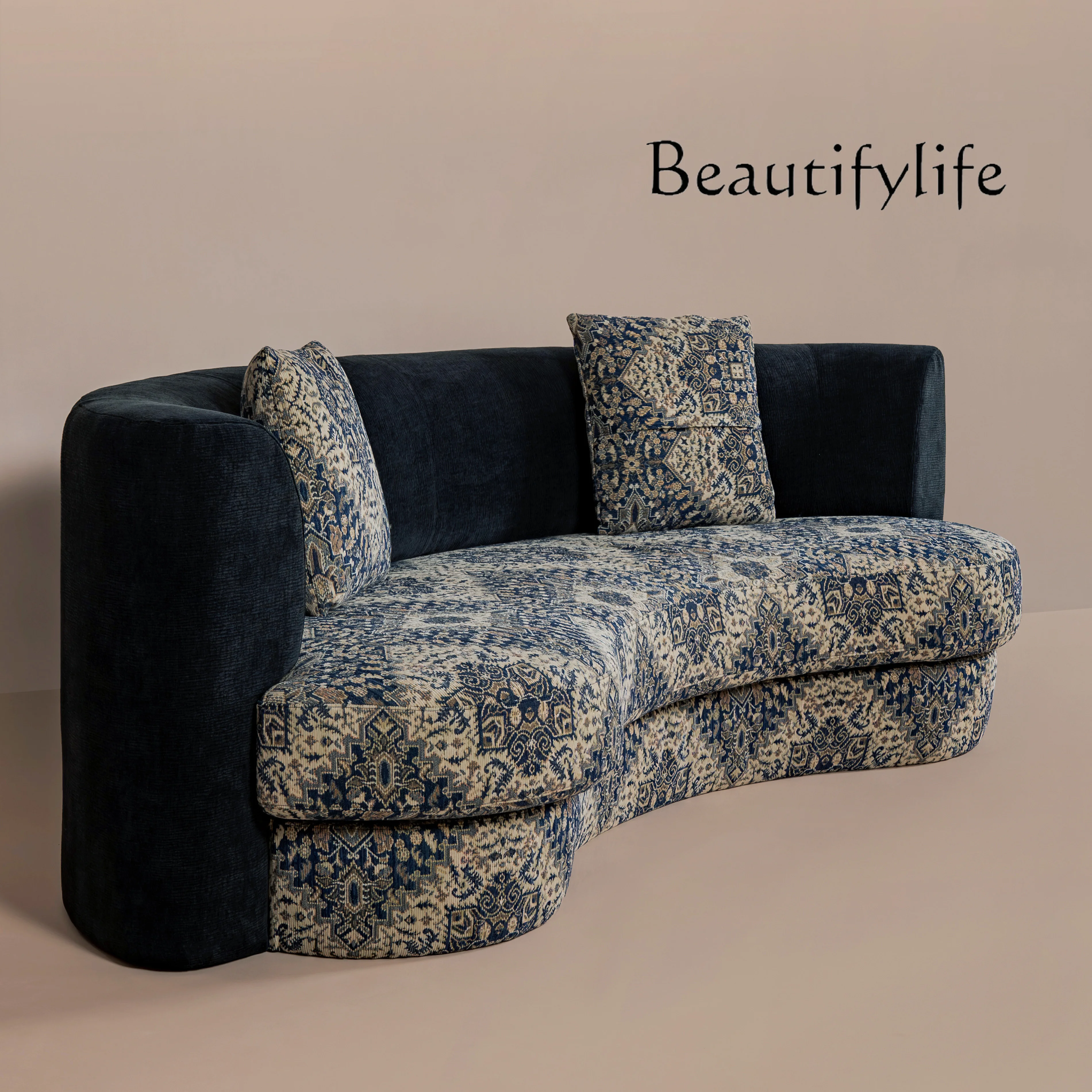 

hogar Nordic medieval style design art high sense home living room villa special-shaped fabric sofa