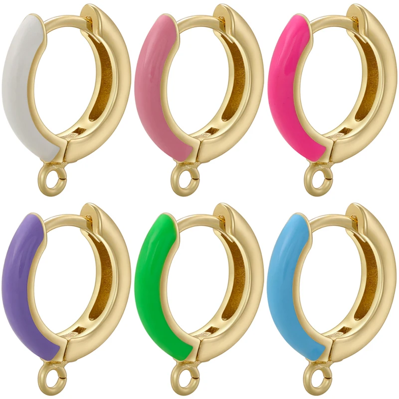 ZHUKOU enamel earrings hooks for Jewelry making 7 colors candy earrings clasp hook Jewelry accessories supplies wholesale VE1176