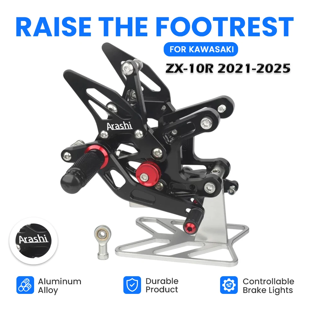 

Motorcycle CNC Adjustable Rear Set Foot Rest Rearsets Rearset For KAWASAKI ZX10r 2021 2022 2023 2024-2025 Foot Rest