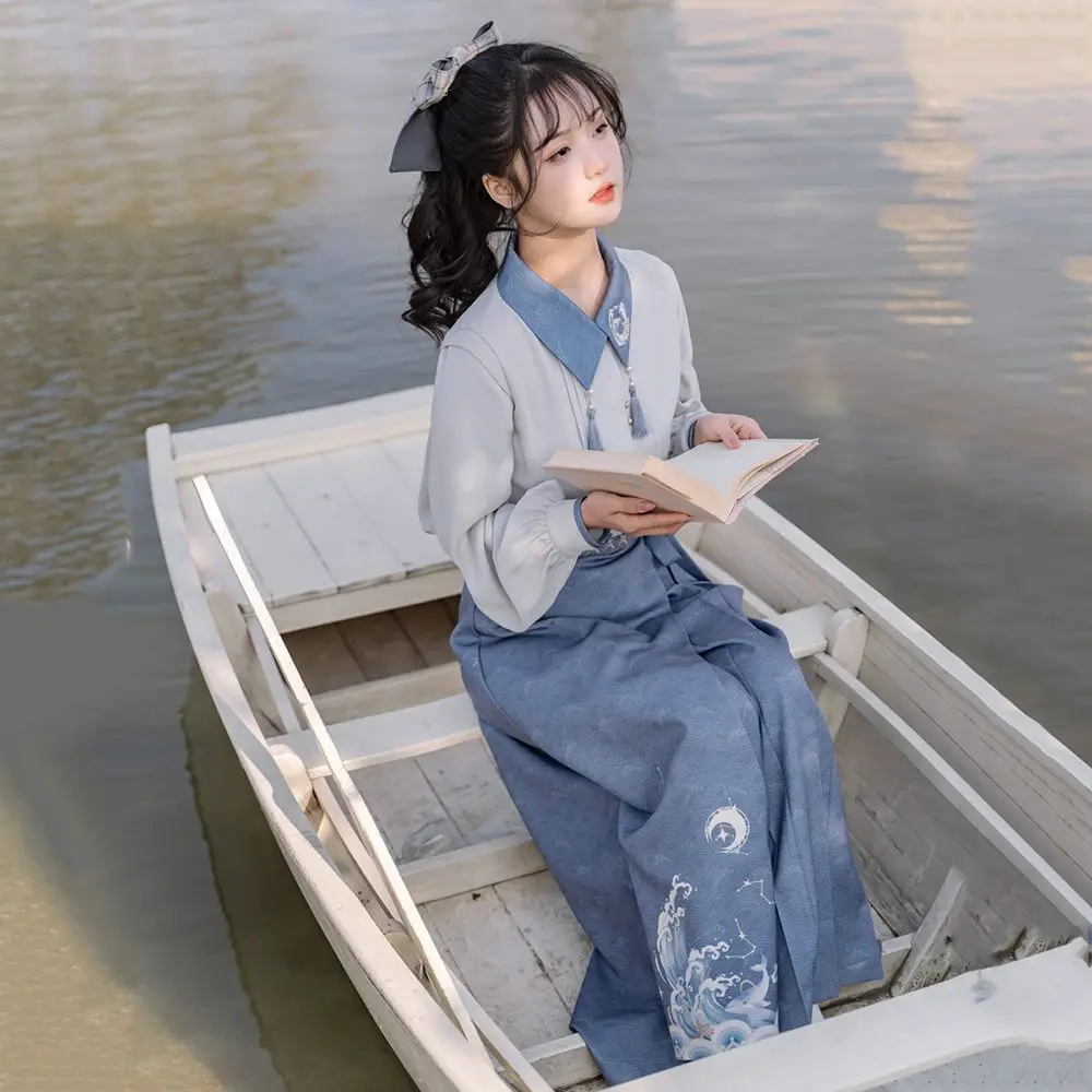 Spring and Autumn Han Element Set Women's Style Embroidered Shirt Versatile Comfortable Wide Leg Pants Two Piece Set