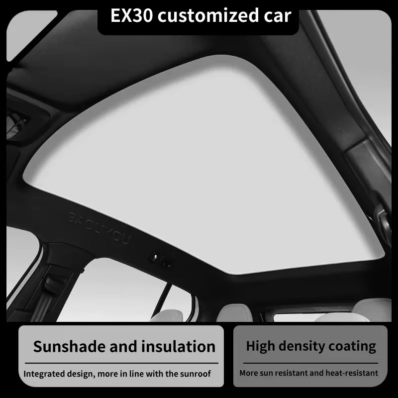 FOR VOLVO EX30 2023 2024 2025 Roof Split Sun Shades Glass Roof Front Rear Skyline Car Tools Upgrade Ice Crystal Sunroof Sunshade
