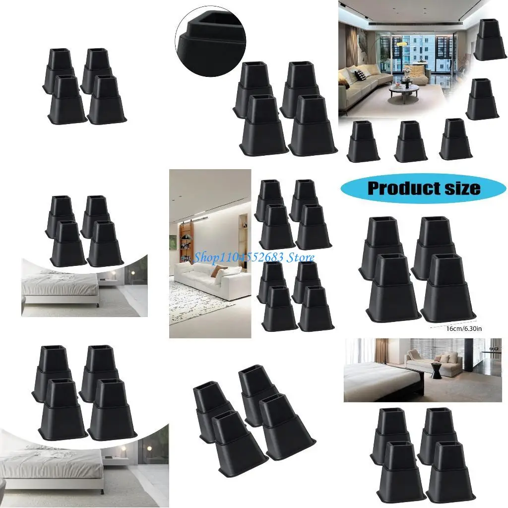 Y6GD Set of 8 Plastic Bed Risers 6Inch Height Furniture Leg for Desk Sofa Storage