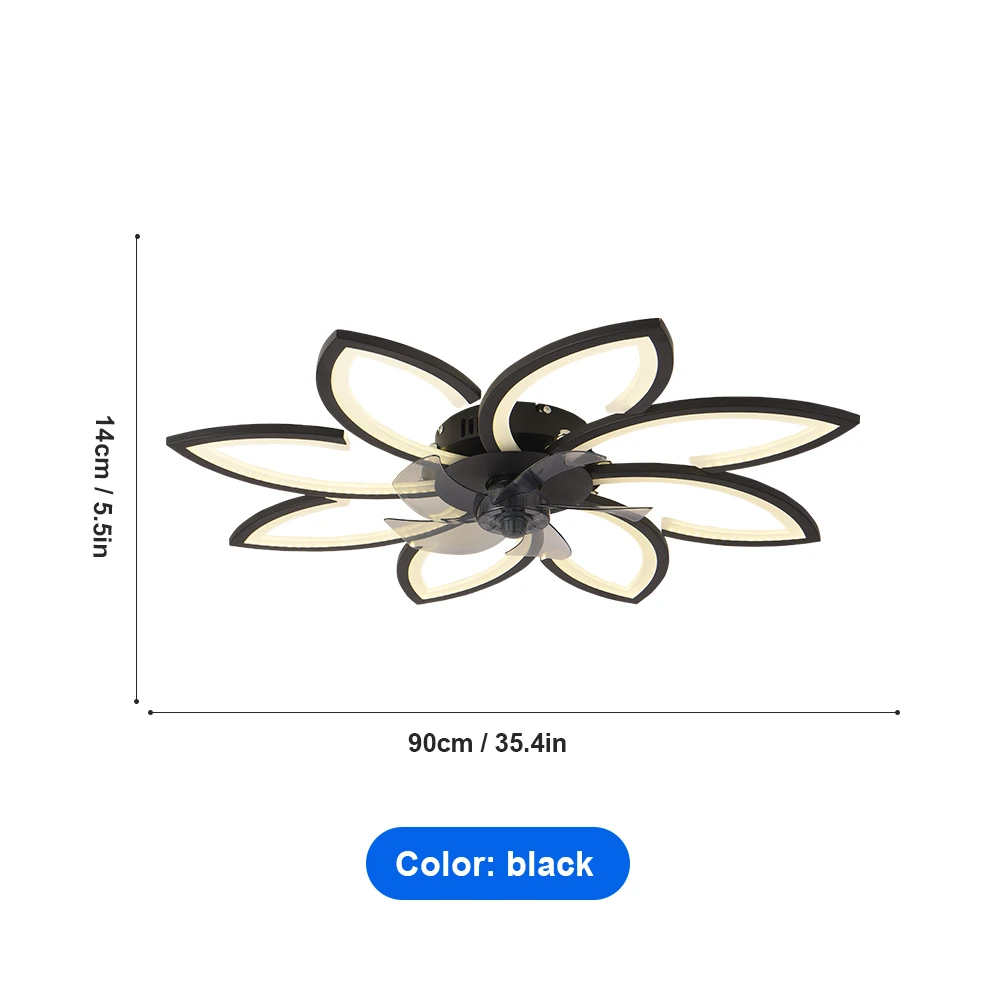 Bloemblaadjes LED-plafondlamp Plafondventilatoren met licht Slaapkamer Eettafel Fan Lamp Ventilator Afstandsbediening Lichtpunt