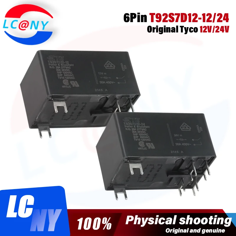 1PCS TE TYCO Relay T92S7D12-12 12VDC T92S7D12-24 24VDC 30A PIN6 new and original T92S7D12-12 12VDC T92S7D12-24 24VDC