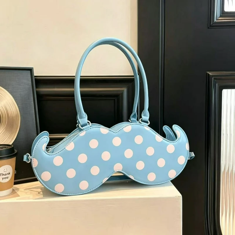 Vintage and Cute Beard-shaped Patterned Dot Bag for The Armpits, A Versatile and Practical Handbag for Ladies for Daily Use.