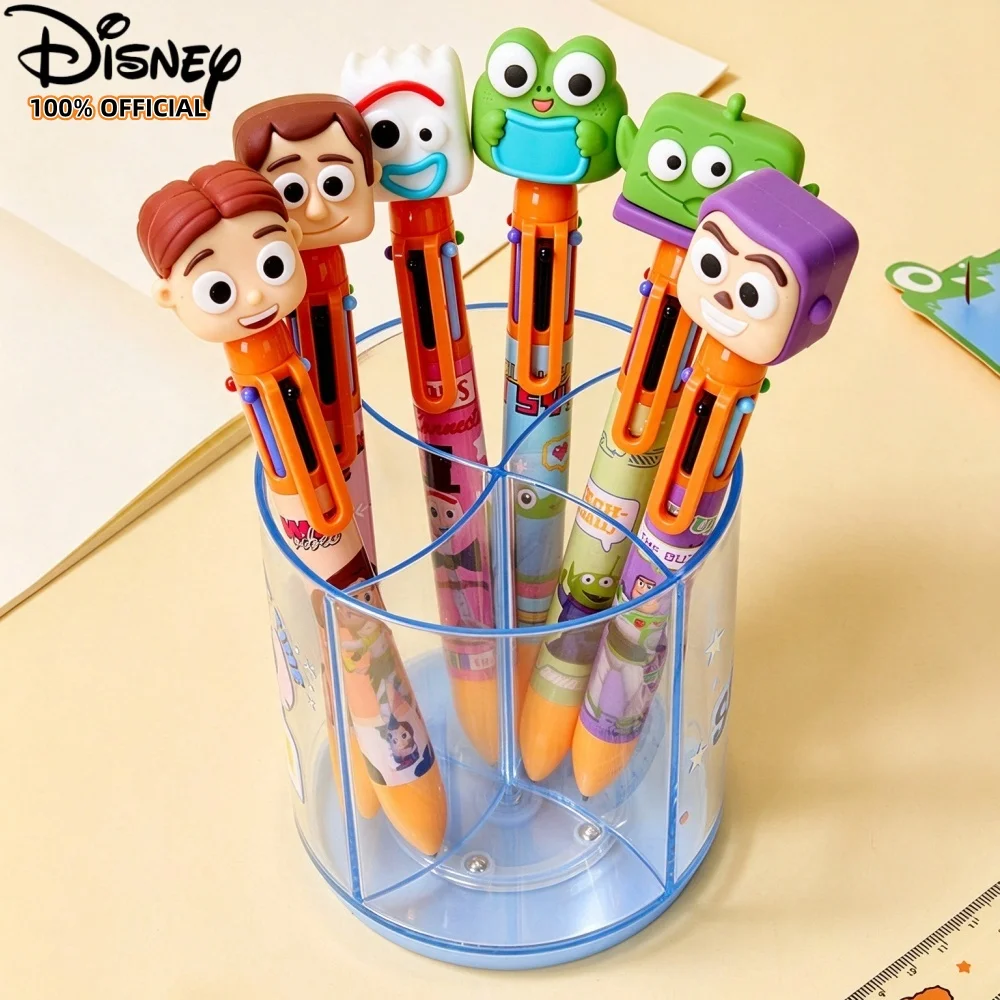 Genuine Disney Judy Nick Woody Jessie 6-Color Ballpoint Pen Cartoon Fun Multi-Colour Pen For Planner Scrapbook Daily Writing Use