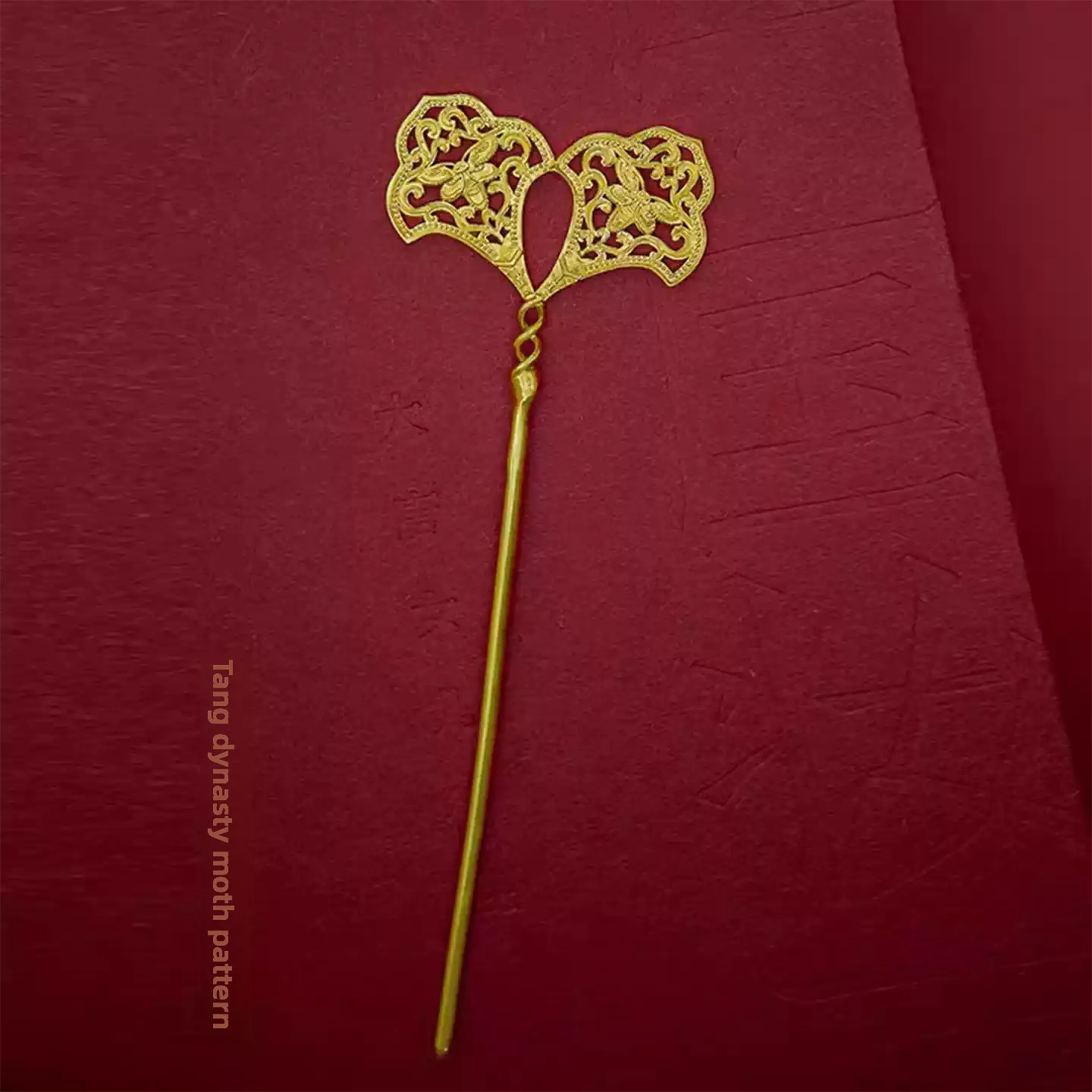 Chinese Traditional Tang Dynasty Hollow Moth Pattern U Shaped Hairpin Lucky Blessing Hair Stick For Hanfu Cosplay Party Daily