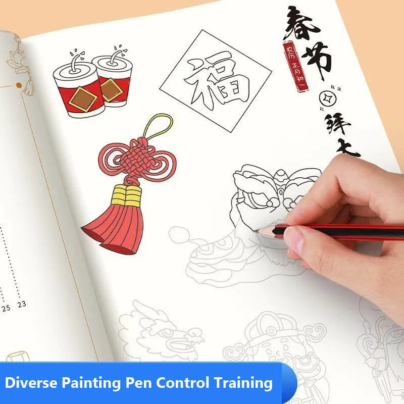 Children Drawing Line Tracing Book Toddler Concentration training Manual Cartoon Sketch Montessori Coloring Book Kids Toy