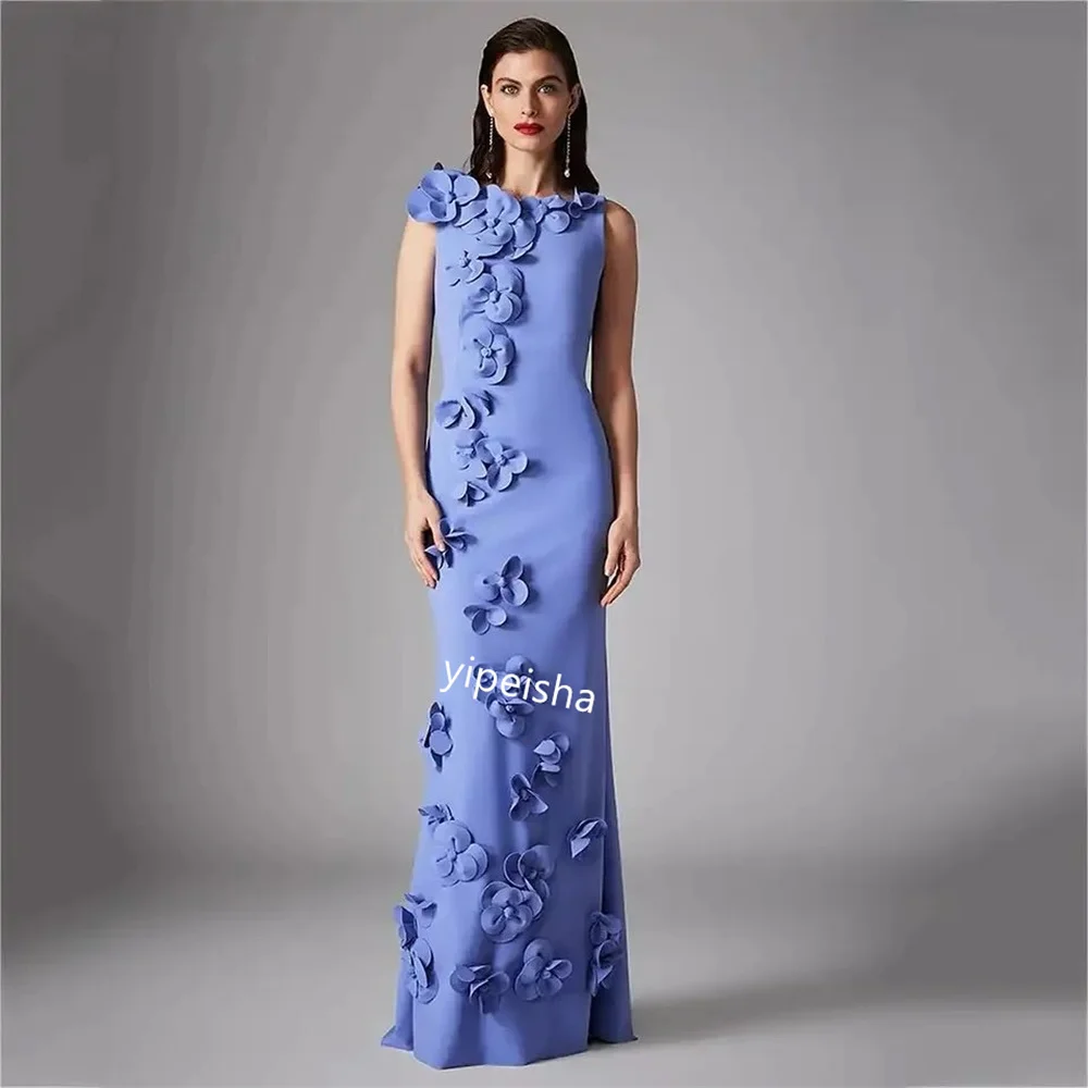 Jiayigong Sparkle Jiayigong Prom Jersey Applique A-line O-Neck Bespoke Occasion Gown Long Dresses Saudi Arabia