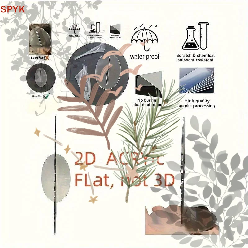 Elegant Flower Curve Design Acrylic Desktop Decoration Ideal For Party Decoration Home And Office Desk Decoration 2D Plan