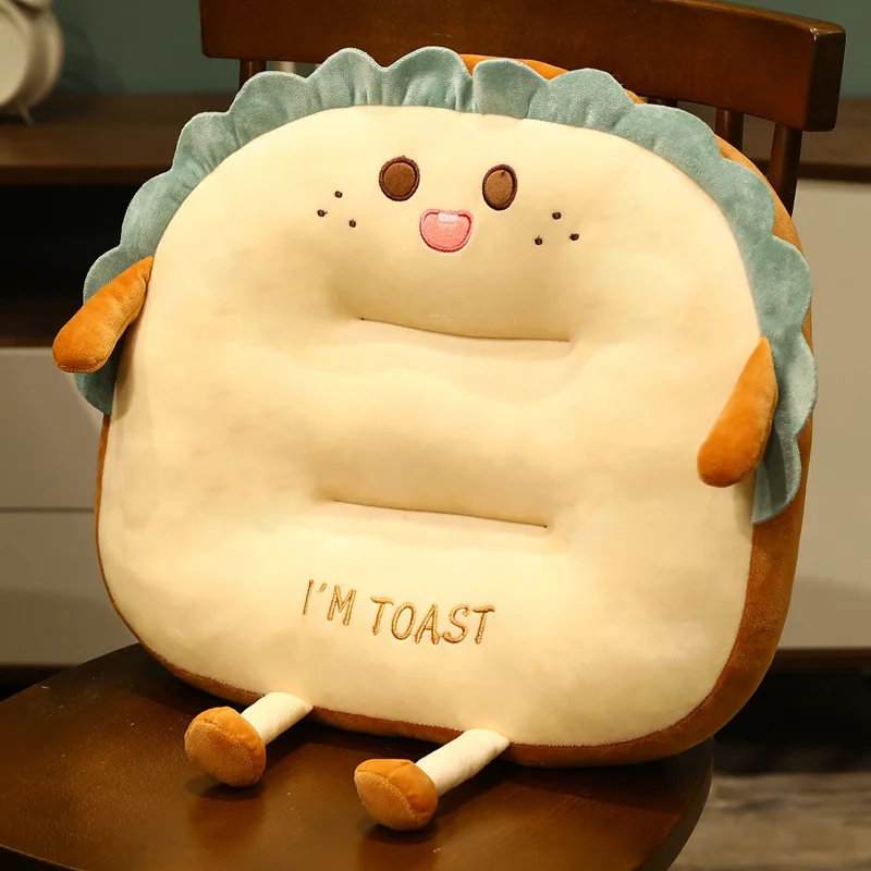 Super cute bread cushion Soft plush toast car cushion for Bedroom and Sofa dining chair mat soft comfortable square thicken seat