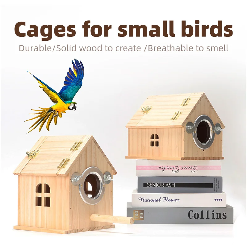 Outdoor Indoor Wood Bird House Parrot Canary Breeding Box Wooden Bird Breeding Cage Bird House