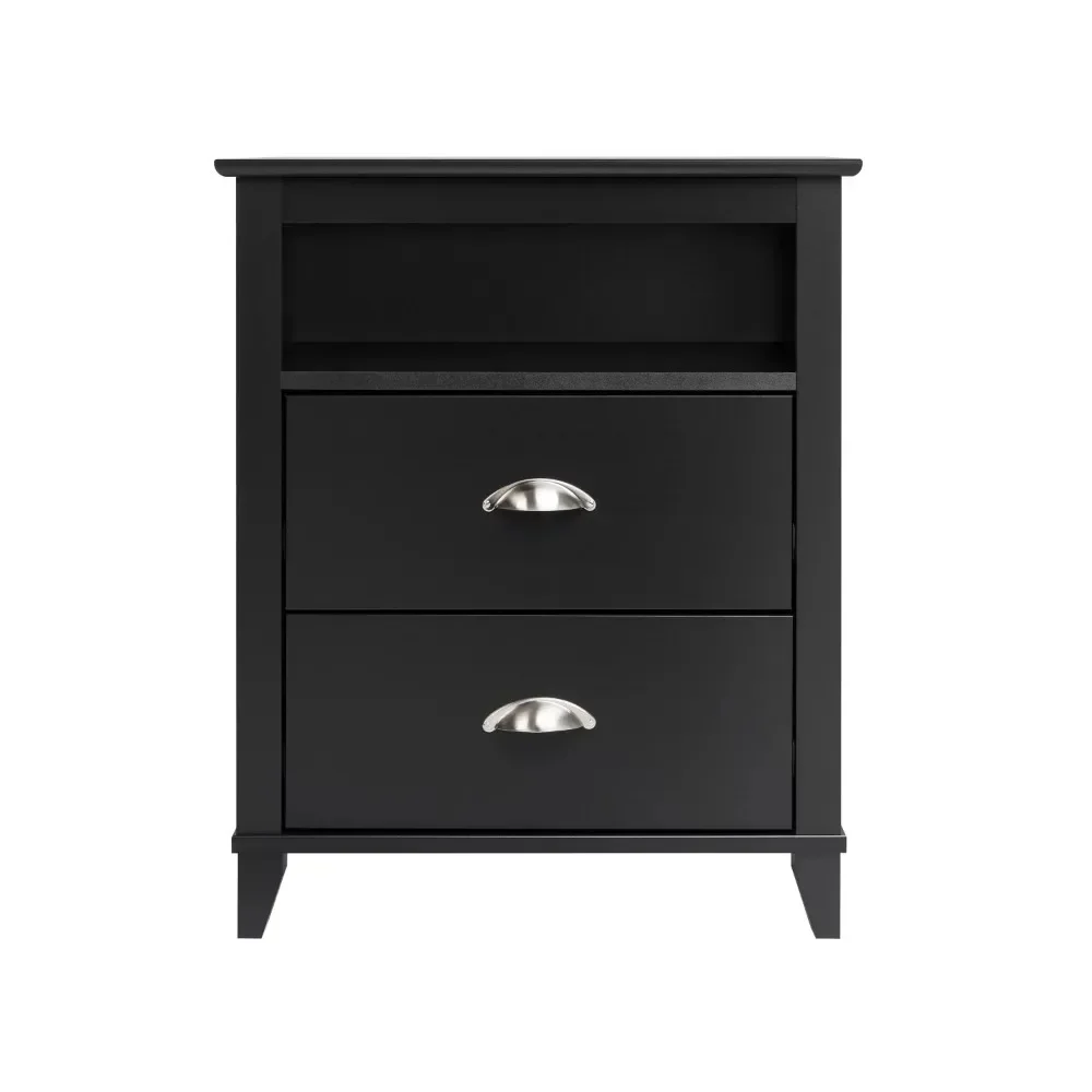 Open Shelf Nightstand com gaveta, 2 madeira gaveta
