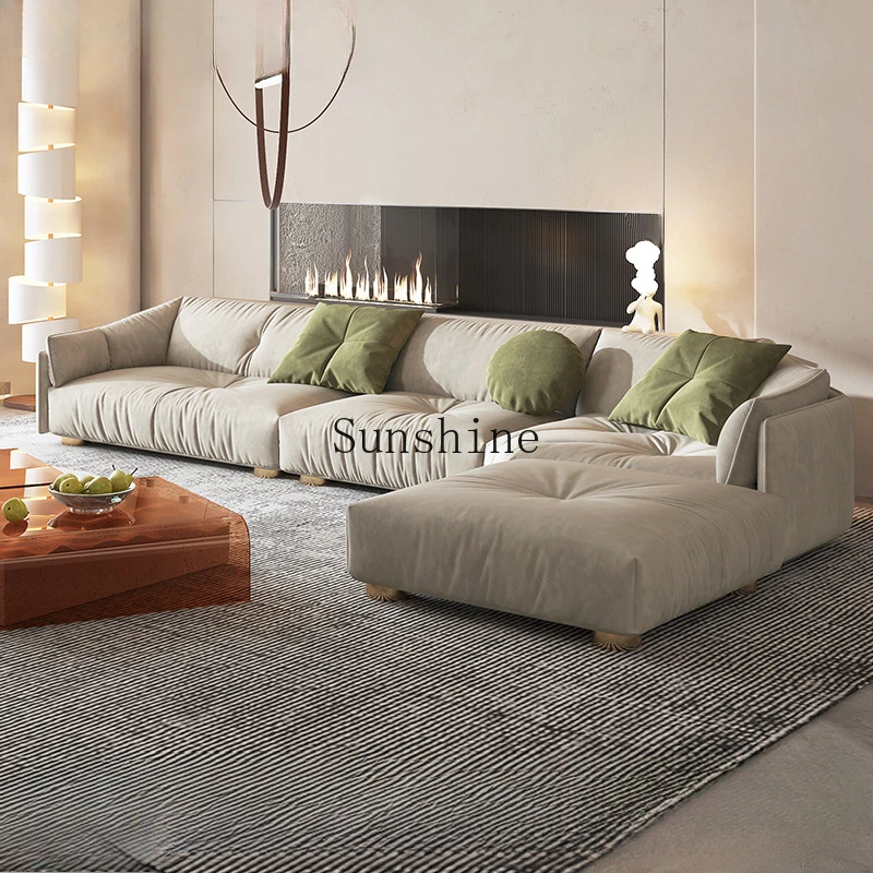 Italian minimalist sofa modern large apartment high-end leave-in fabric sofa living room down