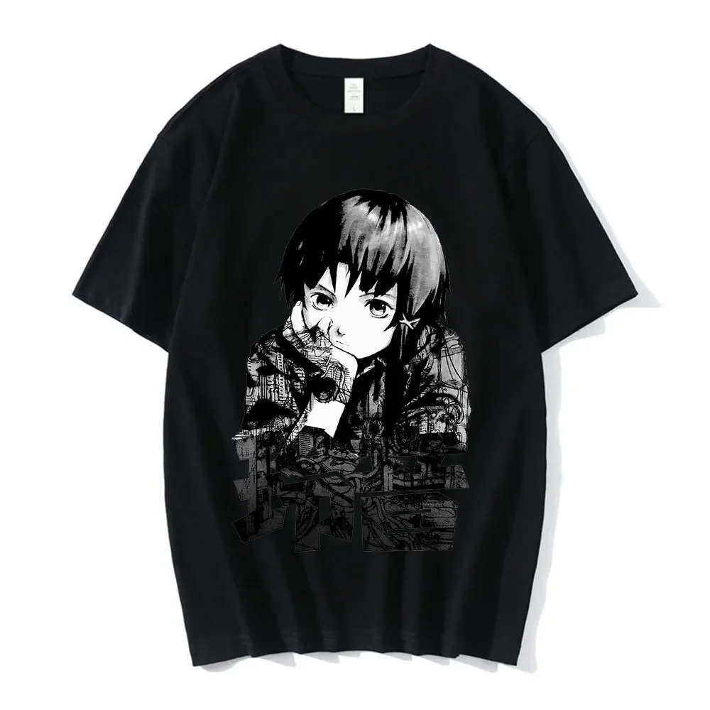 Anime Serial Experiments Lain T-Shirt Men Women Graphic T Shirts Unisex Iwakura Manga Girl Sci Fi Short Sleeve Tee Unisex Tops