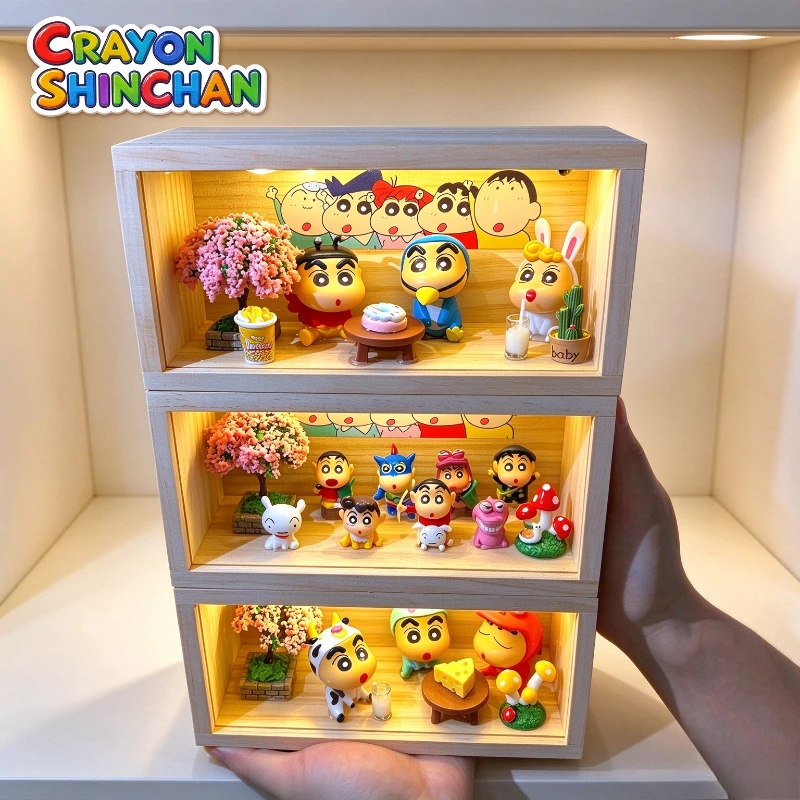 Crayon Shin-chan cartoon cute figure scene night light kawaii creative student desktop ornament gift anime peripheral wholesale