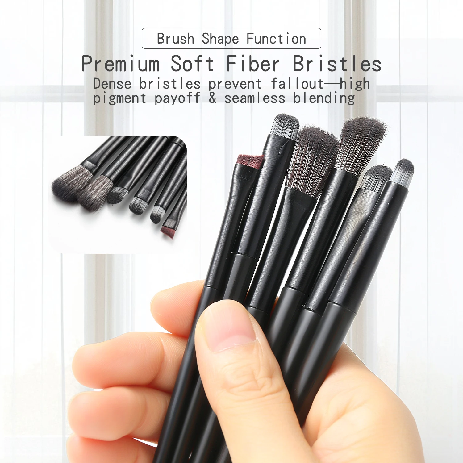 6 szt. Naturalnych pędzli do makijażu oczu, zestaw do blendowania cieni, konturowania brwi, eyelinera i precyzyjnych zdobień dla kobiet, do codziennego użytku, narzędzia kosmetyczne.