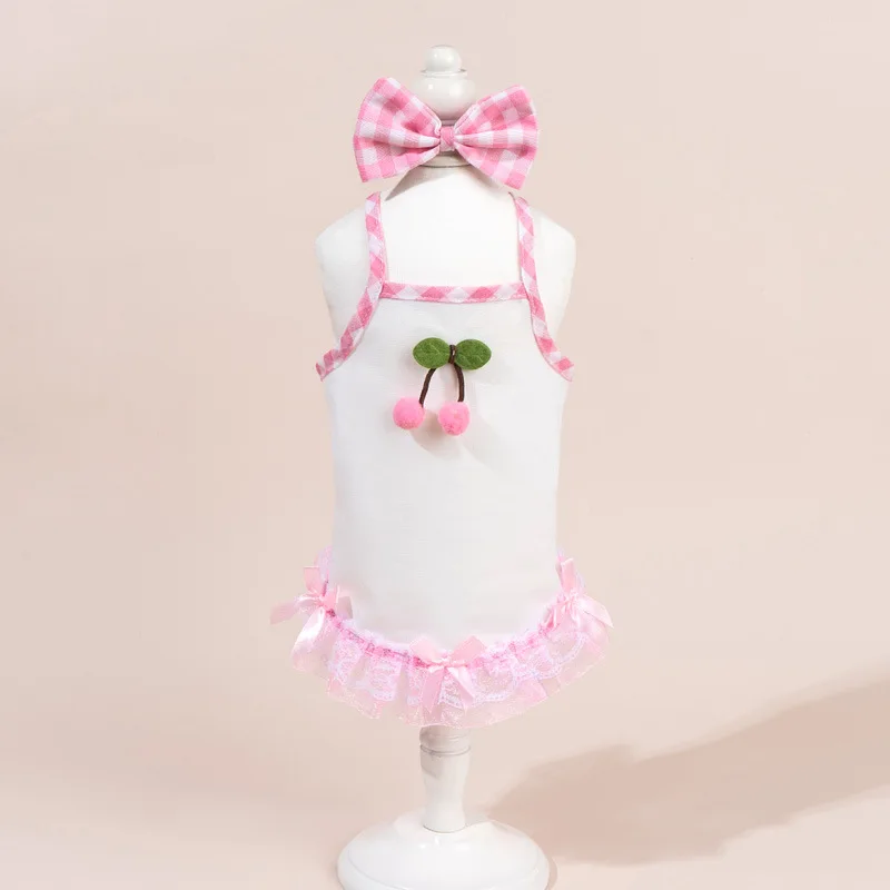 فستان كلب الكرز الحلو للكلاب الصغيرة، تنانير سترة الأميرة الجرو، قميص صيفي منقوش، ملابس تبريد، ملابس يوركي بيغل